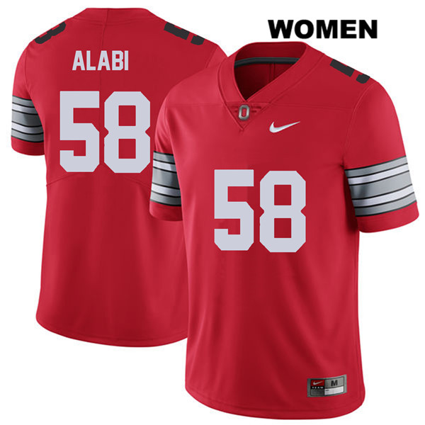 Ohio State Buckeyes Women's Joshua Alabi #58 Red Authentic Nike 2018 Spring Game College NCAA Stitched Football Jersey OP19B10YV
